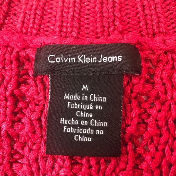 Calvin Klein Jeans Curved Hem Breathable Knit Sweater M - Picture 3 of 9